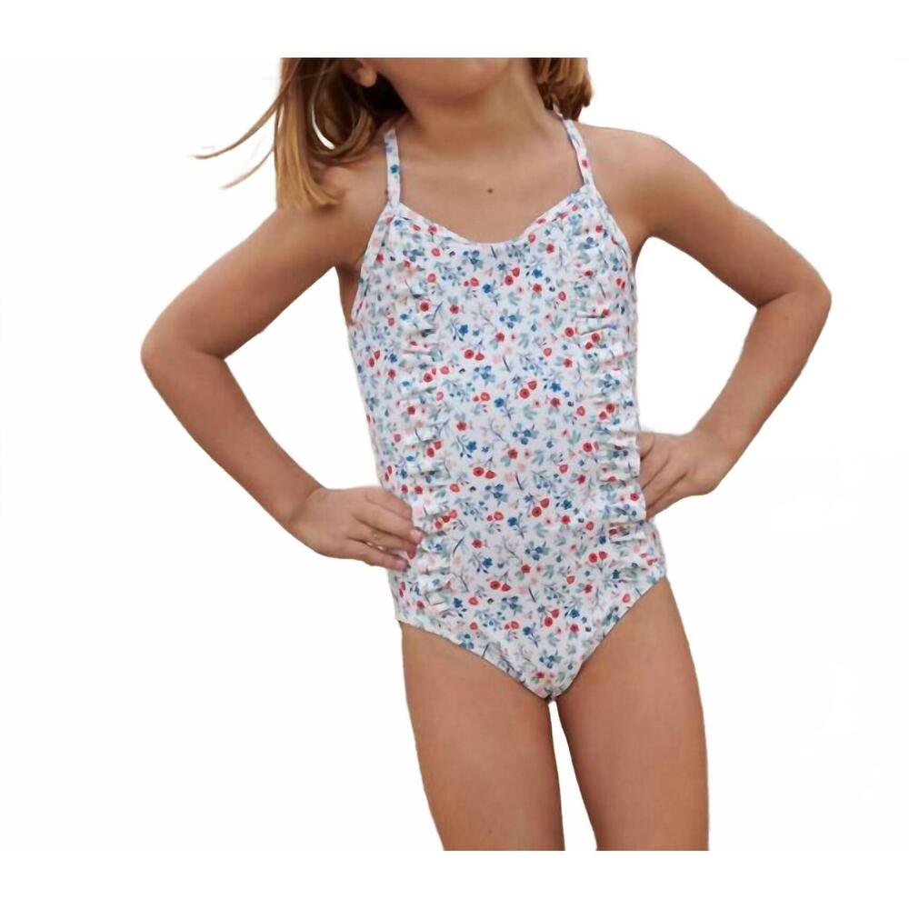 NEW PETIT BATEAU girl's one-piece floral swimsuit in multi